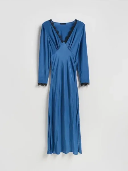 Reserved Rochie maxi cu dantelă bleumarin