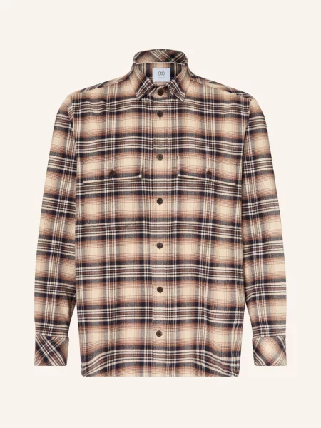 Bogner Flanelová Košile Heiko Comfort Fit / hnědá / tmavě modrá béžová