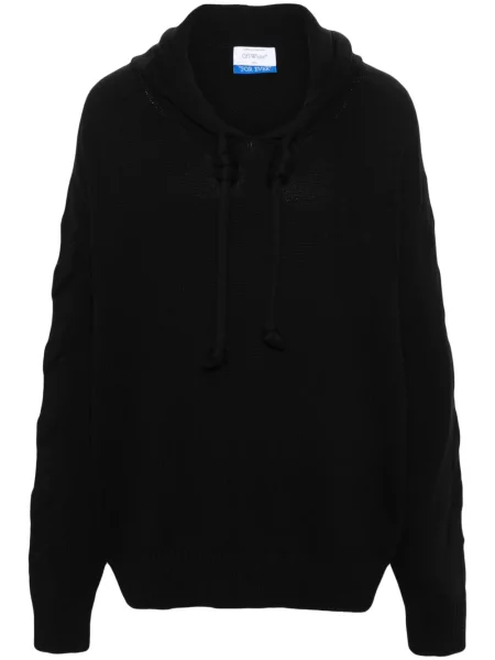 Плетен суичър с качулка Off-white бяло