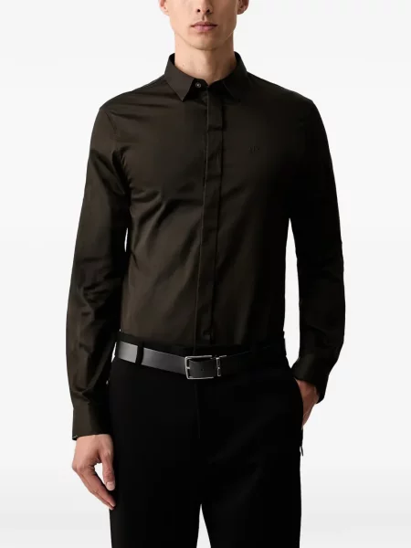 Cămașă Armani Exchange cu broderie maro