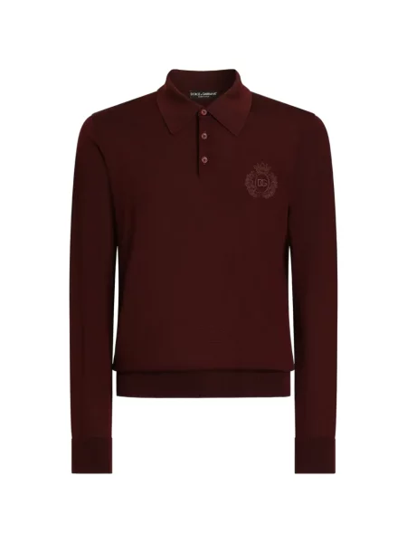Tricou polo Dolce & Gabbana cu broderie tricotate violet