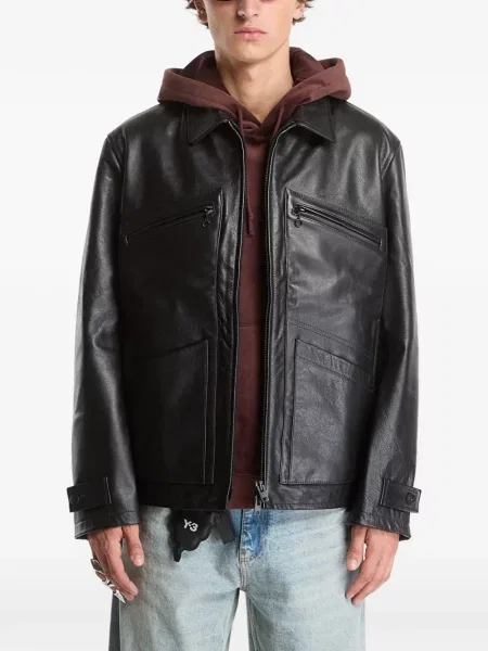 Geanta de piele Y-3 negru
