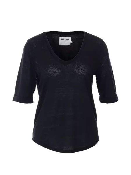 Tricou Notshy cu decolteu în V negru