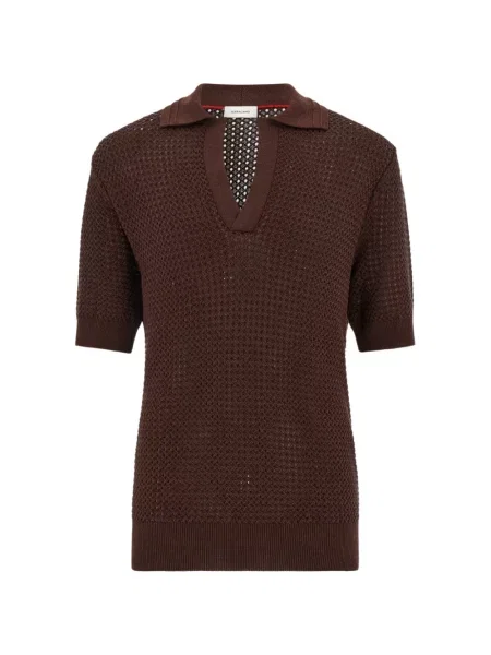 Scurt tricou polo Ferragamo tricotate maro