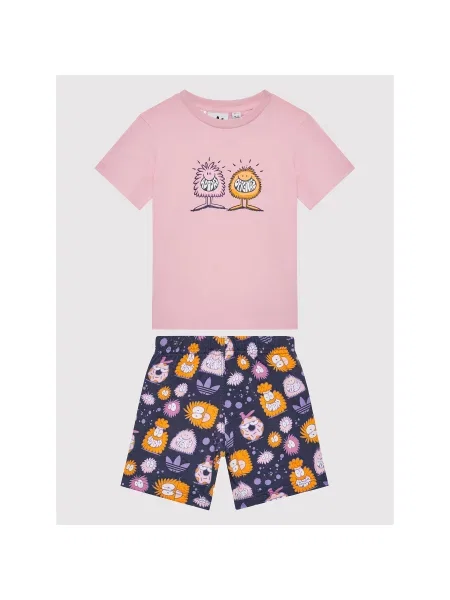Adidas Komplet majica in športne kratke hlače KEVIN LYONS Regular Fit roza