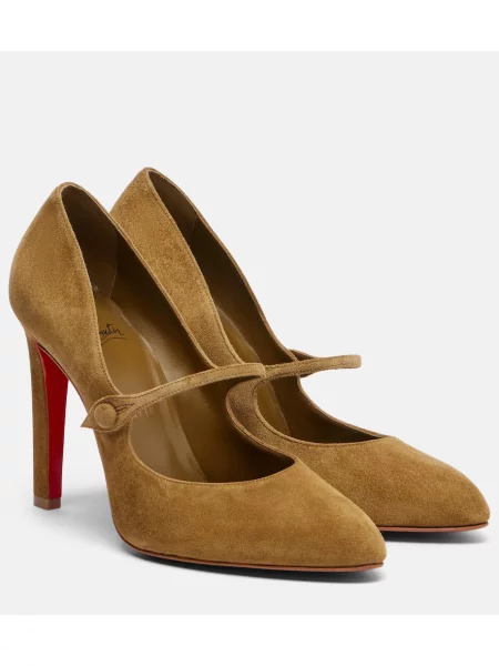Pantofi cu toc Christian Louboutin din piele de căprioară maro