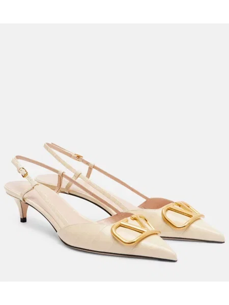 Pantofi cu toc Valentino Garavani din piele slingback alb