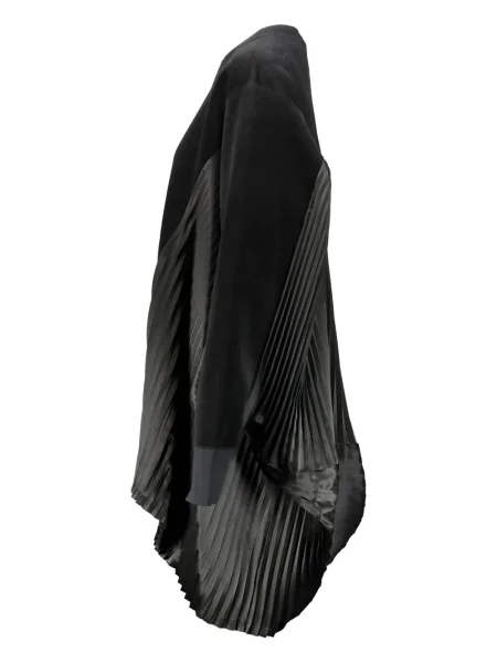 Hanorac crewneck Junya Watanabe de catifea plisat negru