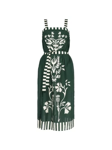 Rochie midi Eres cu dungi cu imagine până la genunchi verde