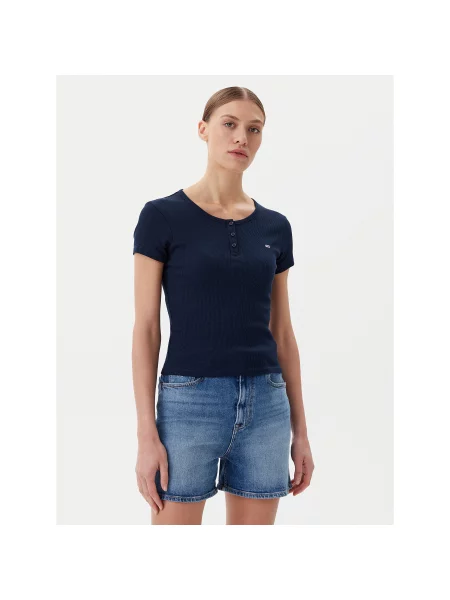 Tommy Jeans Majica Mornarsko Slim Fit modra