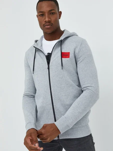 HUGO hanorac de barbati gri cu imprimeu bej