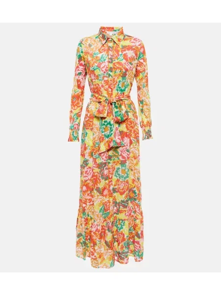 Rochie tip cămașă Poupette St Barth cu model floral de costum