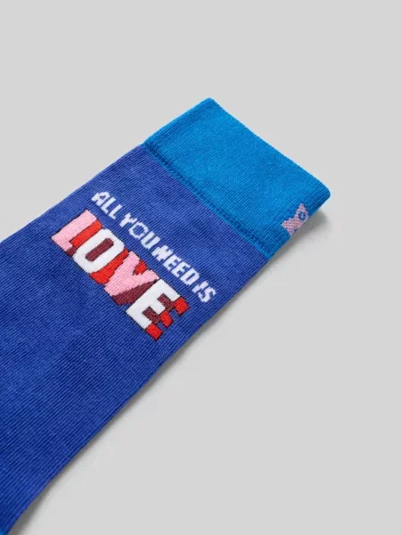 Skarpety z nadrukiem z napisem model The Beatles' Happy Socks niebieskie