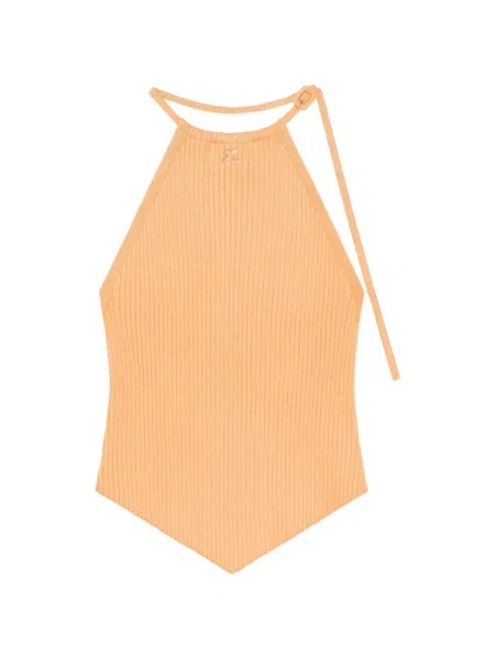 Top Courreges tricotate cu nervuri portocaliu