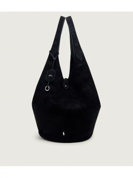 POLO RALPH LAUREN Geantă shopper + borsetă Play | piele întoarsă negru