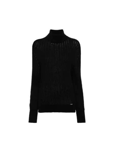 Dzianinowy sweter z golfem Kiton czarny