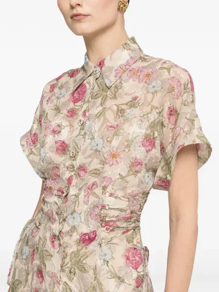 Rochie midi Nissa cu șireturi cu model floral cu imagine