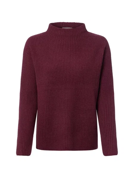 Marie Lund Sweter z dzianiny merino Kobiety Wełna merino brązowy|czerwony S czerwony