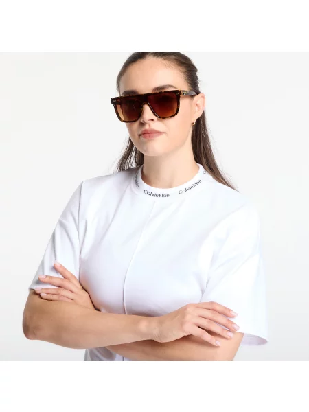 Топ Calvin Klein с автограф бяло