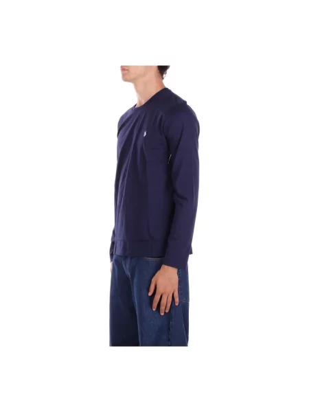 Bluzka z długim rękawem z bawełny z wyhaftowanym logo Polo Ralph Lauren niebieska