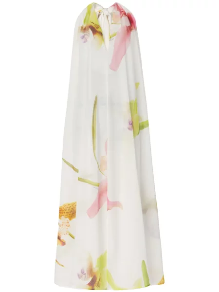 Rochie maxi Genny cu model floral alb