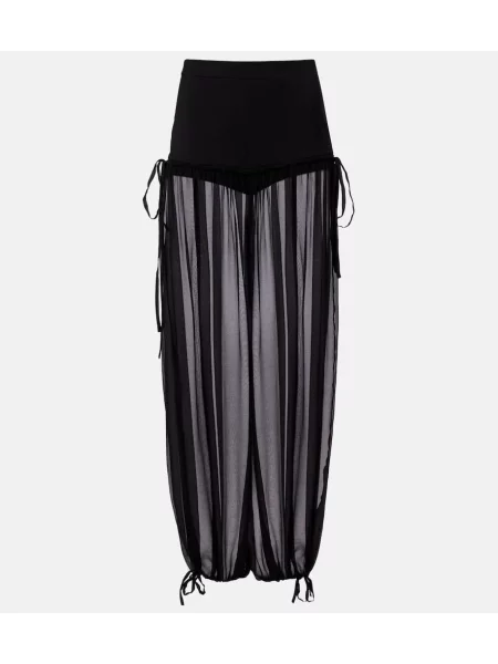 Pantaloni Nensi Dojaka de mătase negru