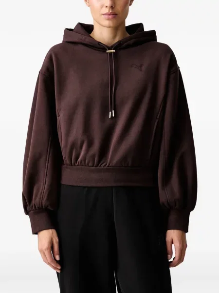 Hanorac cu glugă Puma cu broderie cu cordon maro