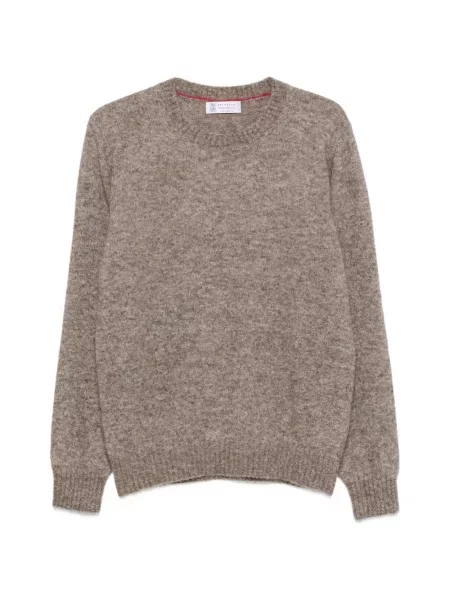 Pulover Brunello Cucinelli tricotate cu decolteu rotund maro