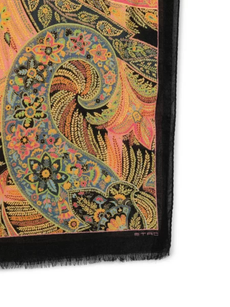 Fular Etro cu imagine cu model paisley roz