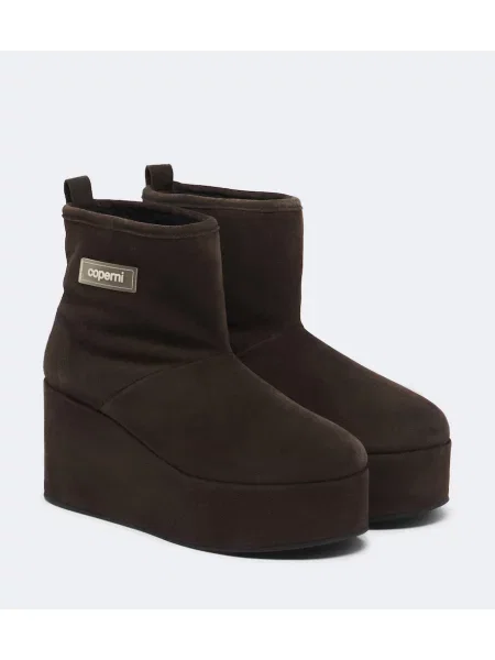 Botine Coperni din piele de căprioară cu pană maro