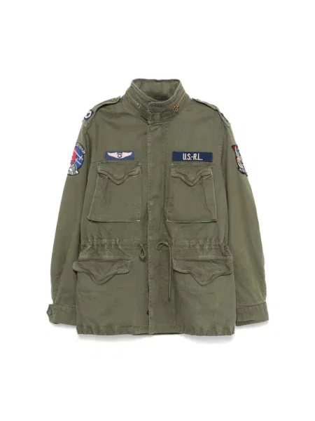 Lekka kurtka Polo Ralph Lauren z naszywkami ze stójką zielona