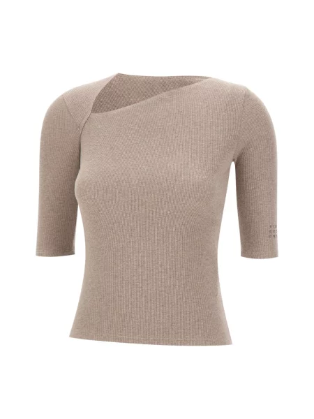 Dzianinowy sweter Mm6 Maison Margiela beżowy