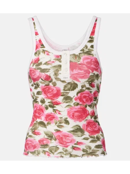 Top Chloé cu model floral alb