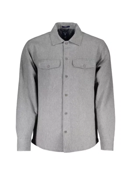 Cămașă Gant de flanelă gri
