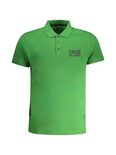 Tricou polo Cavalli Class cu broderie verde