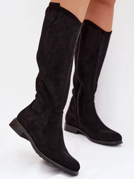 Botine S. Barski din dantelă negru