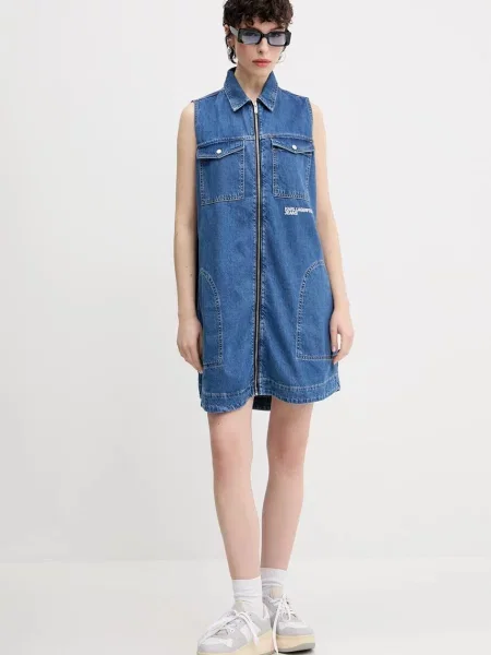 Karl Lagerfeld Jeans sukienka jeansowa mini rozkloszowana niebieski