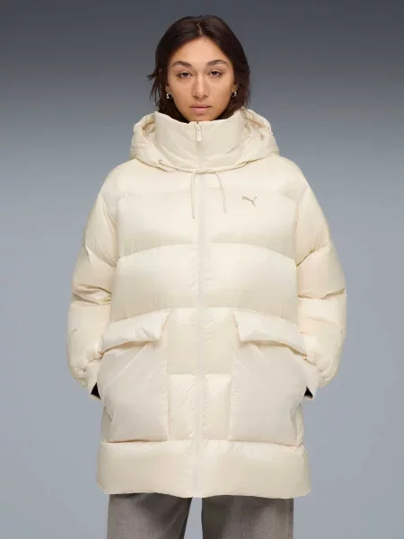 Пуховик Puma с капюшоном белый