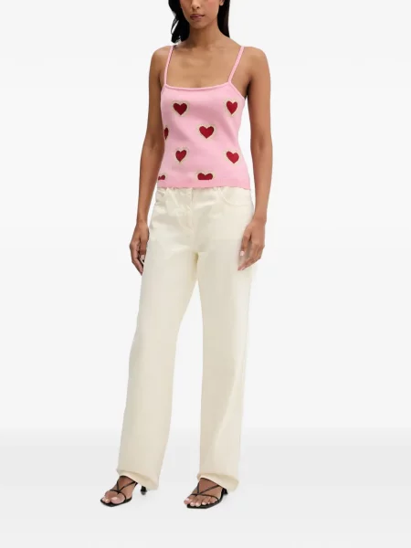 Top Never Fully Dressed cu motiv cu inimi roz