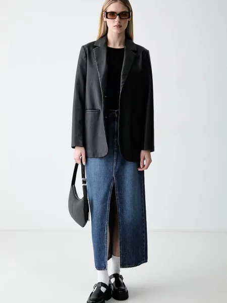 Levi's suknja s prorezom traper ANKLE COLUMN plava