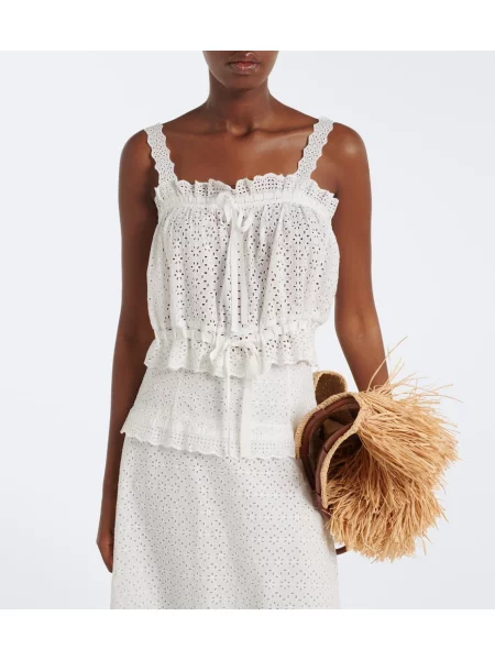 Top Ulla Johnson cu broderie alb