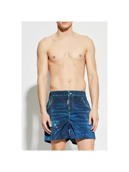 Kąpielówki Dsquared2 z nadrukiem niebieskie