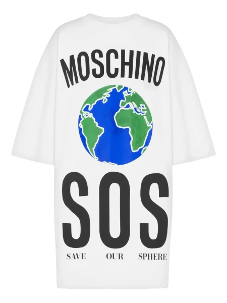 Костюм рокля тип риза Moschino с принт бяло
