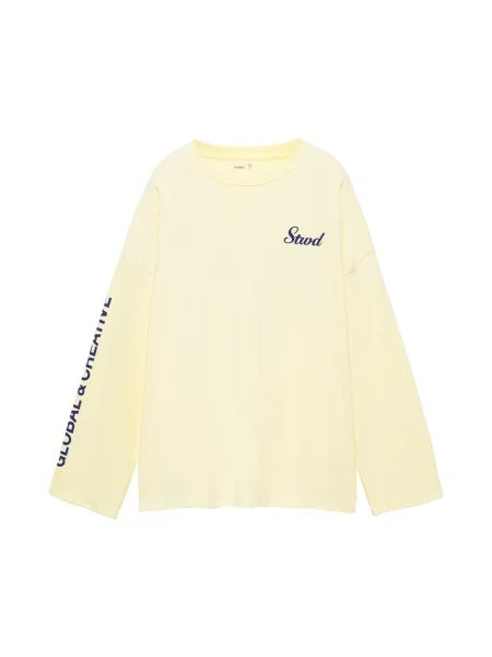 Pull&Bear Tričko STWD tmavě / pastelově žlutá modrá