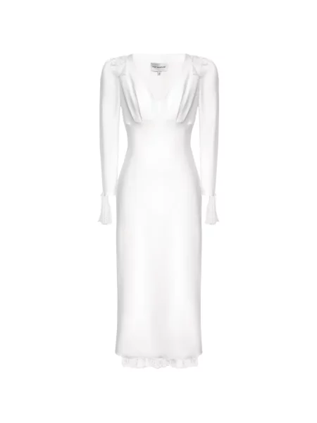 Rochie midi Post Meridiem din dantelă alb