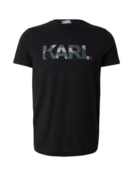 Karl Lagerfeld Tricou verde jad / negru alb