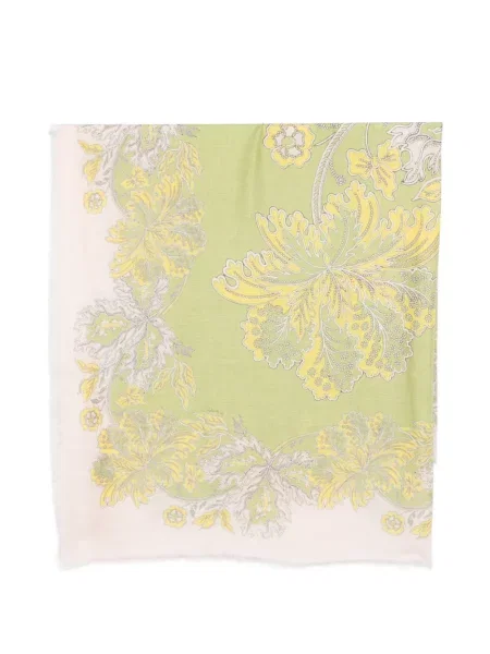 Fular La Doublej cu model floral cu imagine verde