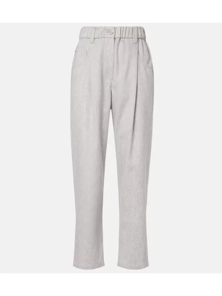 Pantaloni Brunello Cucinelli de lână conici gri