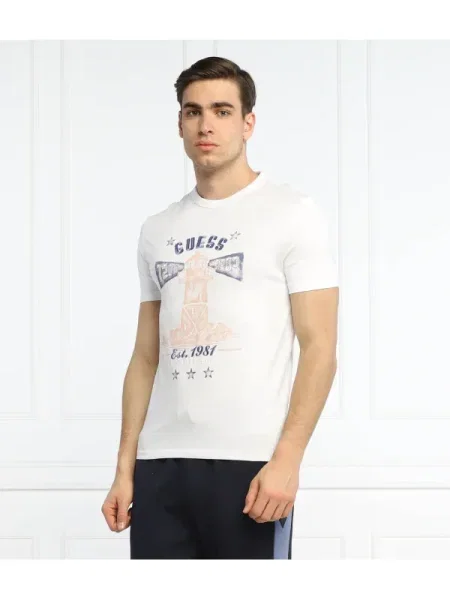 GUESS Tricou Thewat alb