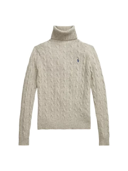 Sweter z dzianiny z wyhaftowanym logo szary